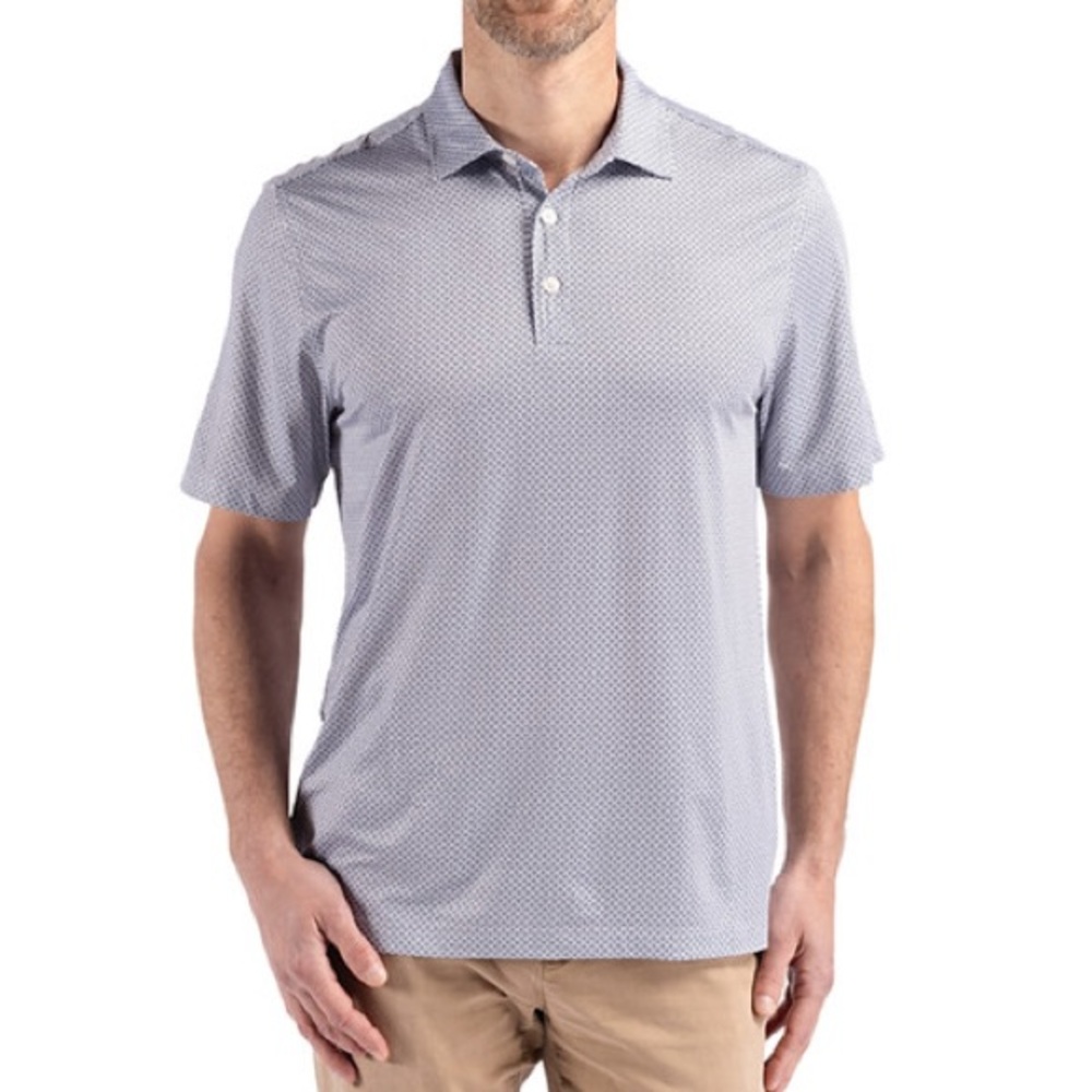 Cutter & Buck Men’s Performance Polo Size XL Gray & White Geometric Print